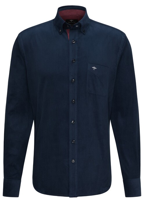 Fynch-Hatton Soft Corduroy Uni Stripe Shirt Navy