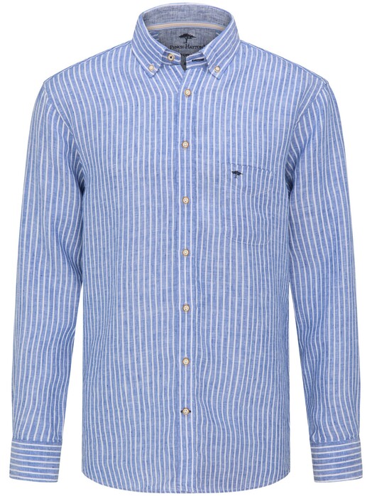 Fynch-Hatton Soft Linen Classics Fine Stripe Shirt Blue