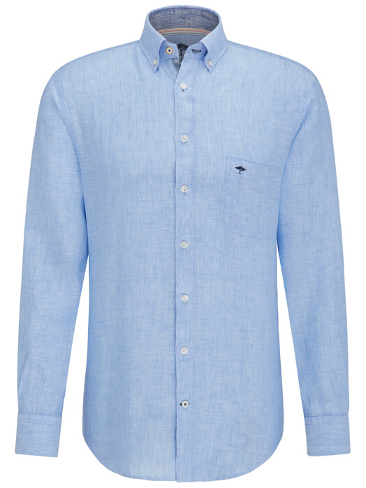 Fynch-Hatton Soft Solid Linen Shirt Blue