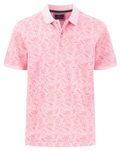Fynch-Hatton Soft Wash Sunfaded Garment Dyed Leaves Pattern Poloshirt Peony