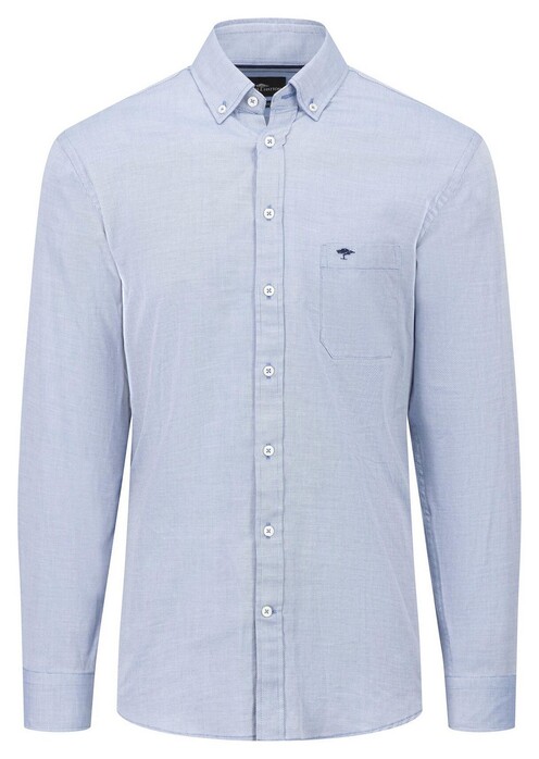 Fynch-Hatton Solid Color Cotton Button Down Overhemd Cloud Blue