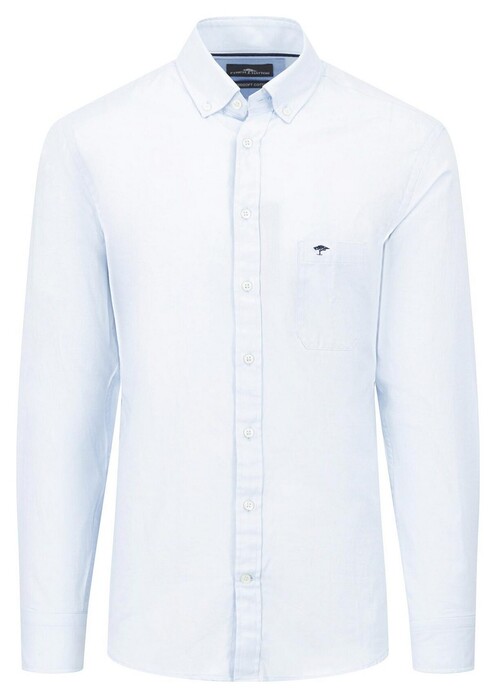 Fynch-Hatton Solid Color Cotton Button Down Overhemd Soft Blue