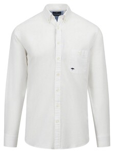 Fynch-Hatton Solid Color Cotton Button Down Overhemd Wit