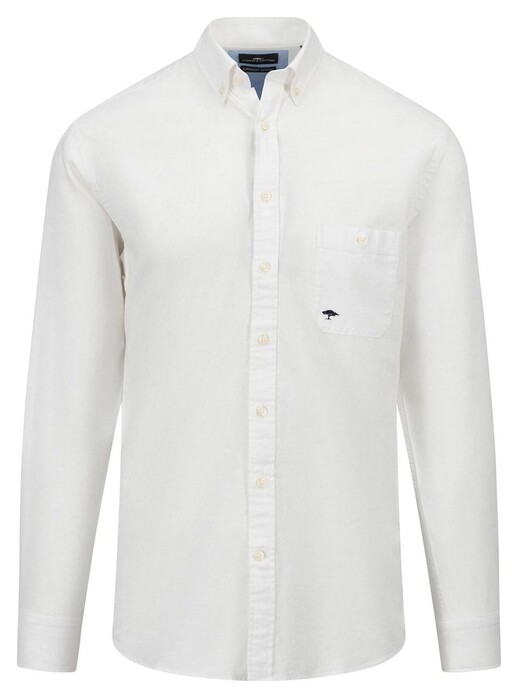 Fynch-Hatton Solid Color Cotton Button Down Overhemd Wit