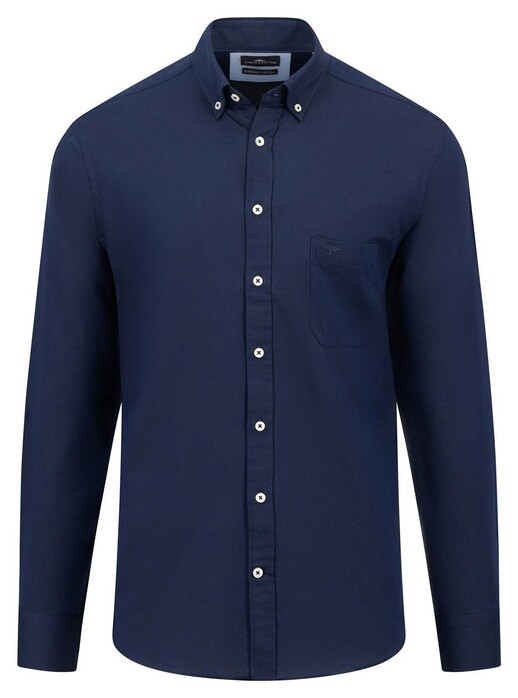 Fynch-Hatton Solid Color Cotton Button Down Shirt Navy