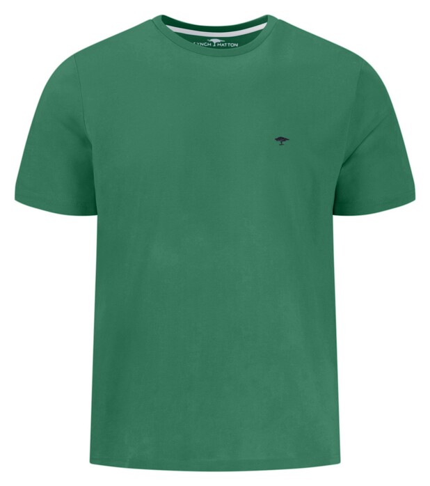 Fynch-Hatton Solid Color Crew Neck Subtle Logo T-Shirt Jade