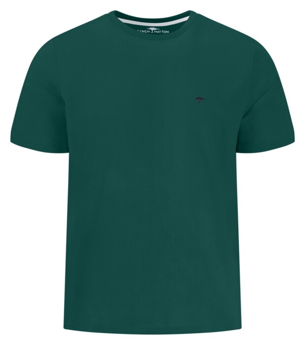 Fynch-Hatton Solid Color Crew Neck Subtle Logo T-Shirt Pine Green