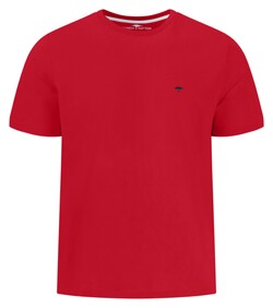 Fynch-Hatton Solid Color Crew Neck Subtle Logo T-Shirt Poppy Red