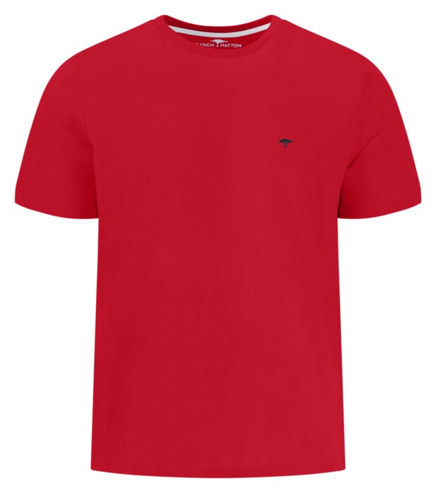Fynch-Hatton Solid Color Crew Neck Subtle Logo T-Shirt Poppy Red