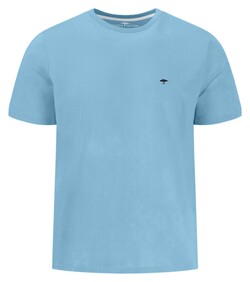 Fynch-Hatton Solid Color Crew Neck Subtle Logo T-Shirt Splashy Ocean