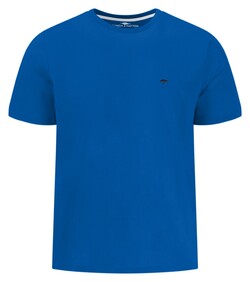 Fynch-Hatton Solid Color Crew Neck Subtle Logo T-Shirt Strong Blue