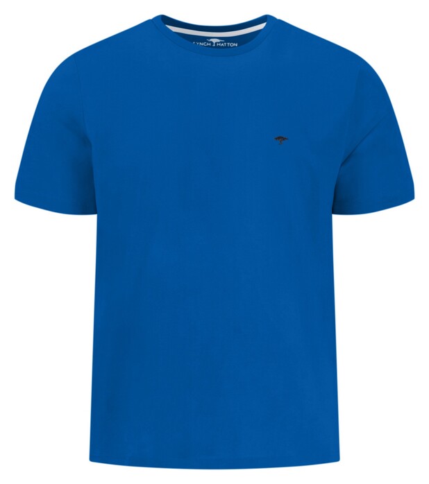 Fynch-Hatton Solid Color Crew Neck Subtle Logo T-Shirt Strong Blue