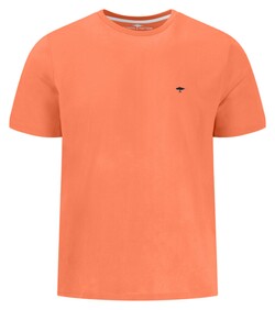 Fynch-Hatton Solid Color Crew Neck Subtle Logo T-Shirt Sunny Orange
