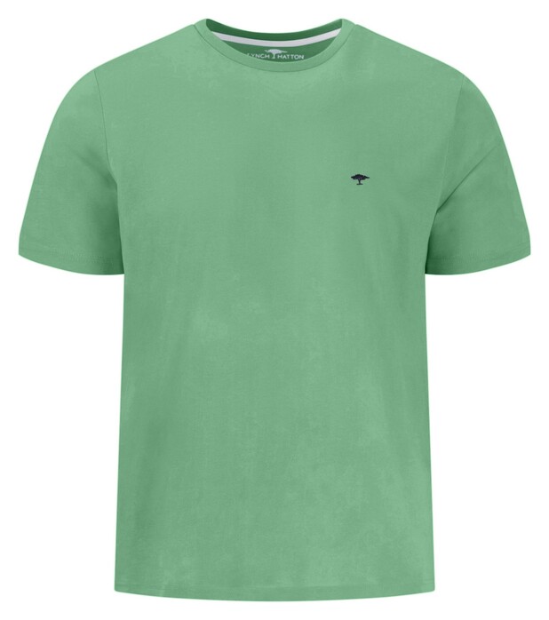 Fynch-Hatton Solid Color Crew Neck Subtle Logo T-Shirt Turf Green