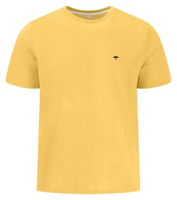 Fynch-Hatton Solid Color Crew Neck Subtle Logo T-Shirt Vivid Yellow