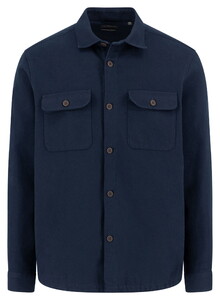 Fynch-Hatton Solid Color Heavy Flannel Overshirt Navy