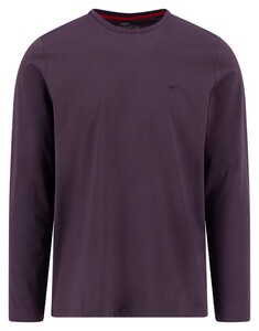 Fynch-Hatton Solid Color Long Sleeve Crew Neck T-Shirt Aubergine