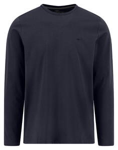 Fynch-Hatton Solid Color Long Sleeve Crew Neck T-Shirt Navy