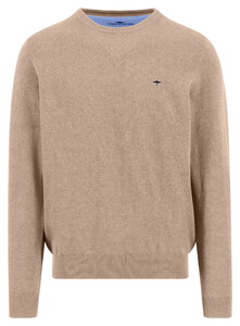 Fynch-Hatton Solid Color O-Neck Superfine Cotton Trui Taupe