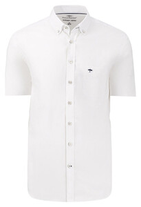 Fynch-Hatton Solid Color Oxford Short Sleeve Button-Down Supersoft Cotton Shirt White