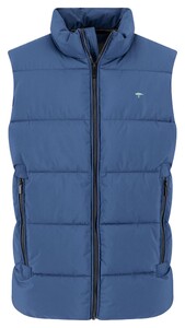 Fynch-Hatton Solid Color Puffer Vest High Zip Collar Body-Warmer Misty Blue