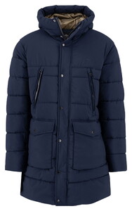 Fynch-Hatton Solid Color Stand-Up Collar Puffer Coat Jas Dark Navy