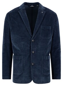 Fynch-Hatton Solid Color Unconstructed Corduroy Blazer Dark Navy
