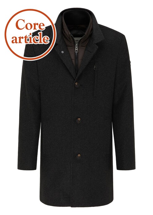 Fynch-Hatton Sportive Wool Touch Coat Jas Charcoal