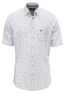 Fynch-Hatton Square Dot Fantasy Pattern Overhemd Wit-Blauw