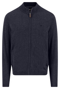 Fynch-Hatton Stand-Up Collar Winter Air Cotton Cashmere Cardigan Navy
