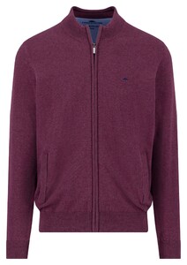 Fynch-Hatton Stand-Up Zip Collar Uni Color Superfine Cotton Knit Vest Deep Merlot