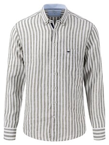 Fynch-Hatton Stripe Button Down Linen Shirt White