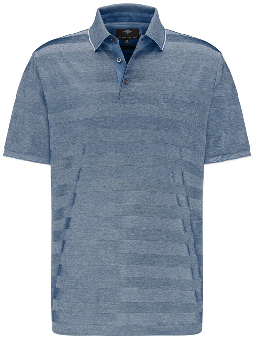 Fynch-Hatton Stripe Mercerized Cotton Poloshirt Pacific