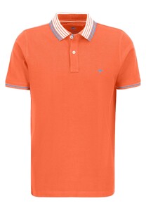 Fynch-Hatton Striped Collar Modern Soft Cotton Piqué Poloshirt Tangerine