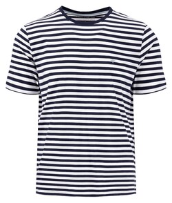 Fynch-Hatton Striped Cotton Crew Neck T-Shirt Navy