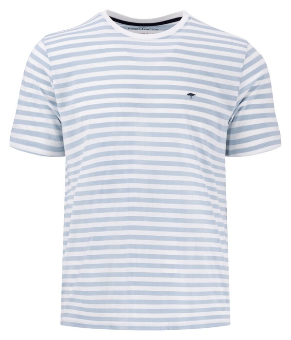 Fynch-Hatton Striped Cotton Crew Neck T-Shirt Summer Breeze