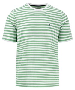Fynch-Hatton Striped Cotton Crew Neck T-Shirt Turf Green