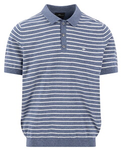 Fynch-Hatton Striped Cotton Linen Poloshirt Horizon