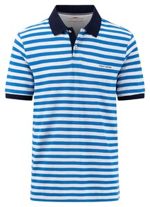 Fynch-Hatton Striped Cotton made in Africa CmiA Polo Vibrant Blue