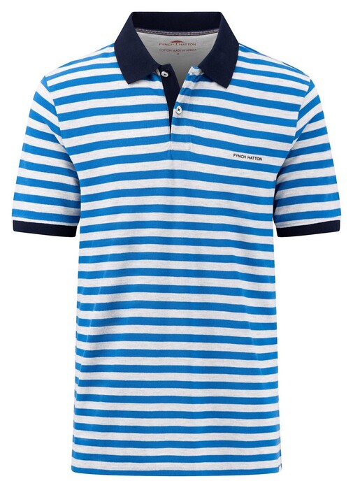 Fynch-Hatton Striped Cotton made in Africa CmiA Polo Vibrant Blue