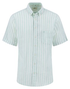 Fynch-Hatton Striped Linnen Cotton Button-Down Overhemd Minty Green