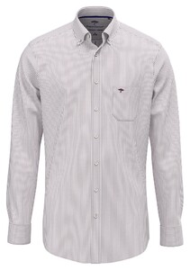 Fynch-Hatton Striped Oxford Button-Down Overhemd Deep Merlot