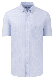 Fynch-Hatton Striped Oxford Short Sleeve Button-Down Overhemd Blue Melange