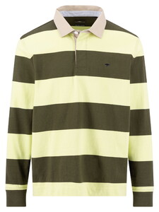 Fynch-Hatton Striped Rugby Polo Pullover Dark Khaki-Yellow
