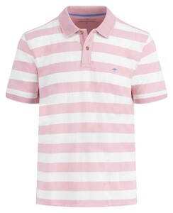 Fynch-Hatton Striped Slub Cotton Subtle Texture Polo Light Peony