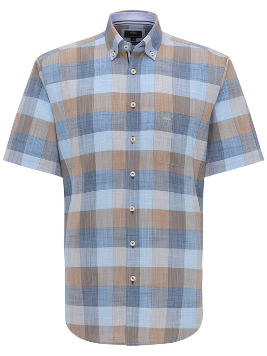 Fynch-Hatton Structure Check Button Down Overhemd Earth-Blue