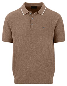 Fynch-Hatton Subtle Faux-Uni Structure Cotton Linen Poloshirt Elephant Grey