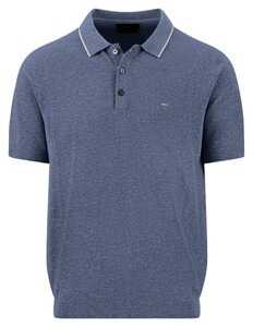 Fynch-Hatton Subtle Faux-Uni Structure Cotton Linen Poloshirt Horizon