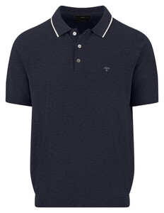Fynch-Hatton Subtle Faux-Uni Structure Cotton Linen Poloshirt Navy