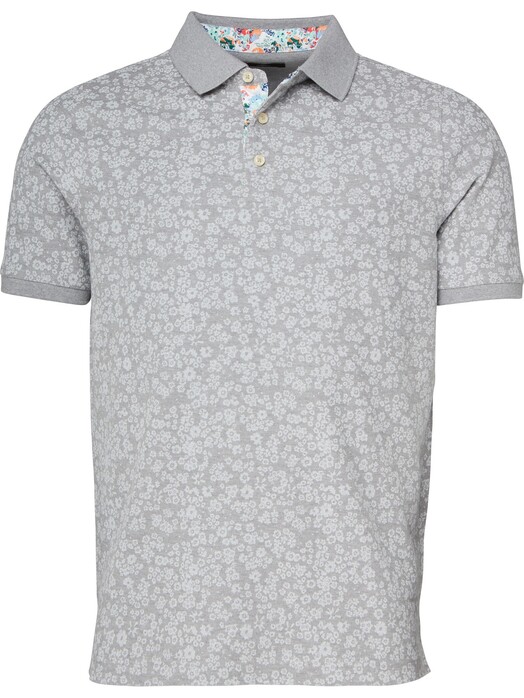 Fynch-Hatton Subtle Floral Pattern Poloshirt Silver